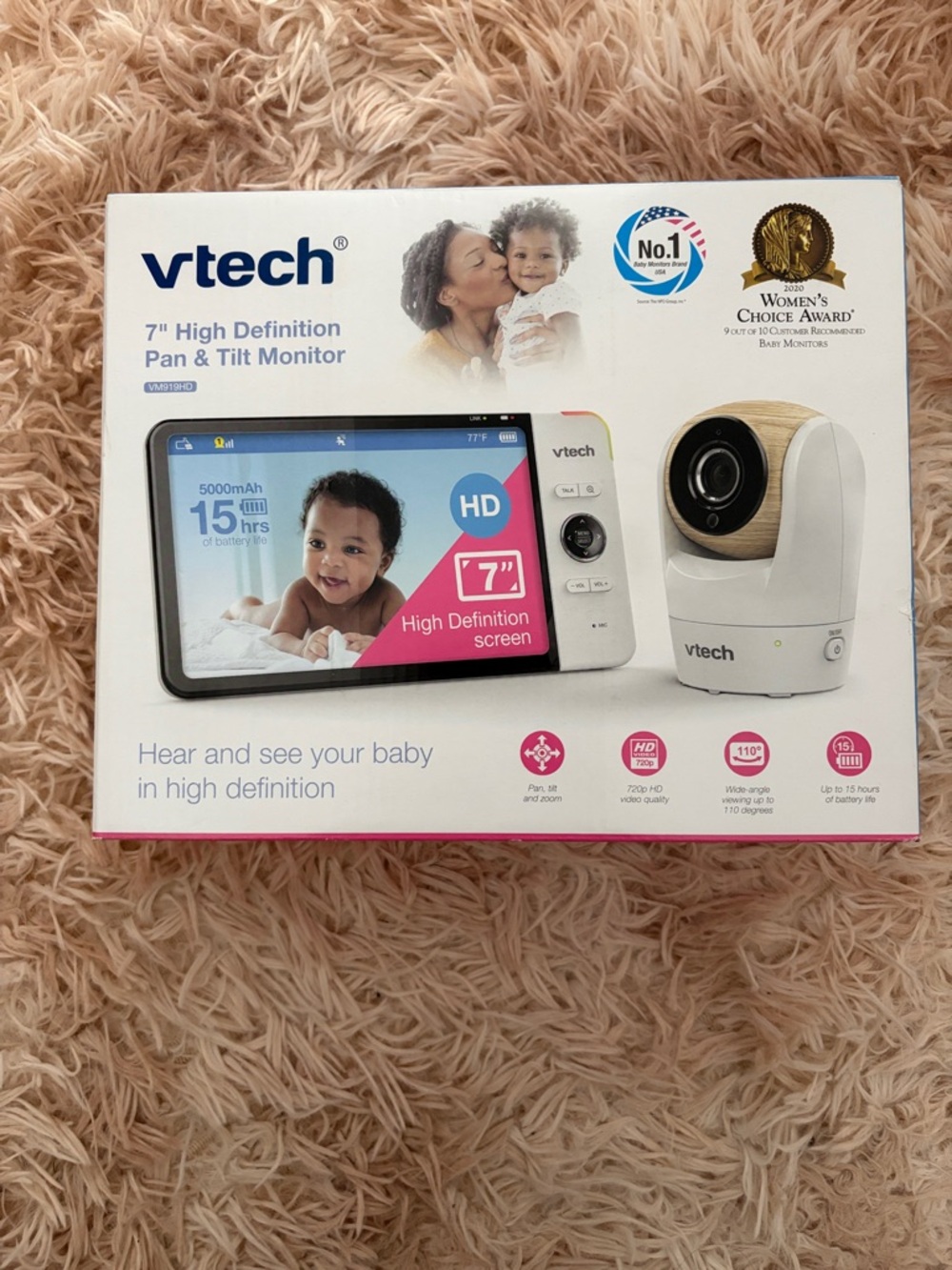 VTech 7" High Definition Pan & Tilt Baby Monitor – White